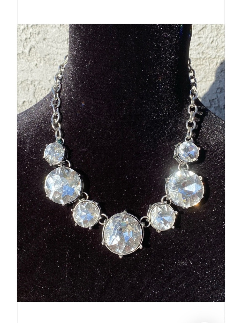 Crystal Statement Necklace - Silver Tone